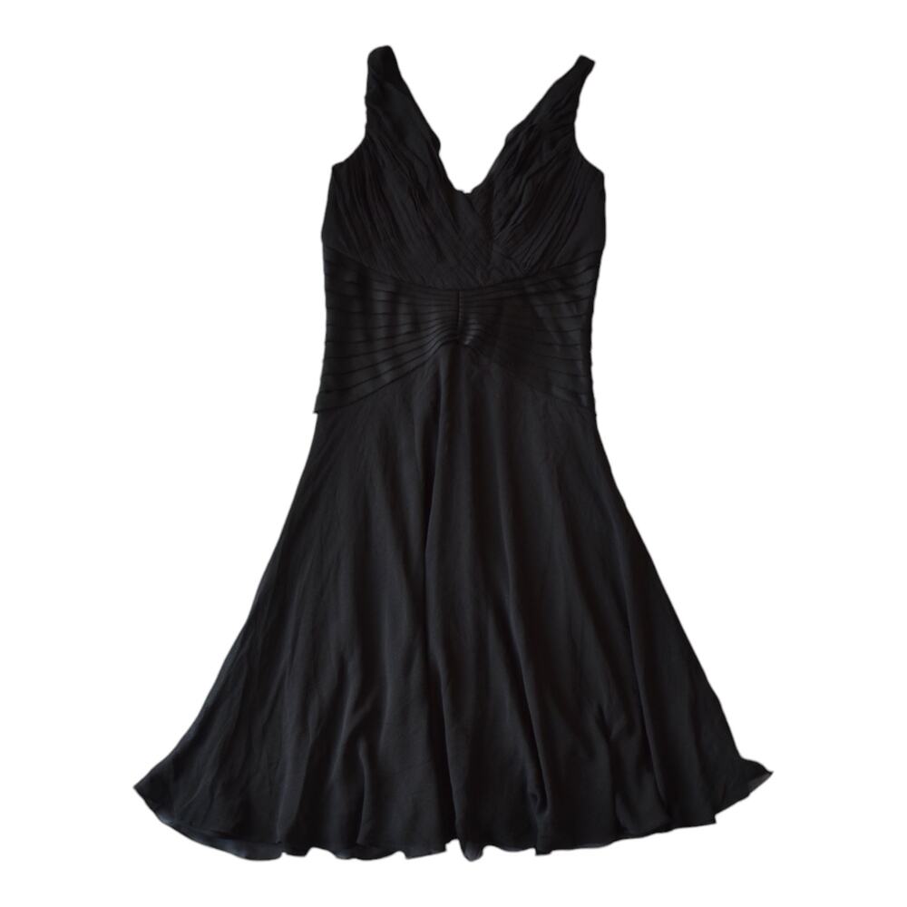Tadashi Silk Chiffon Black V-Neck Cocktail Dress Size 6